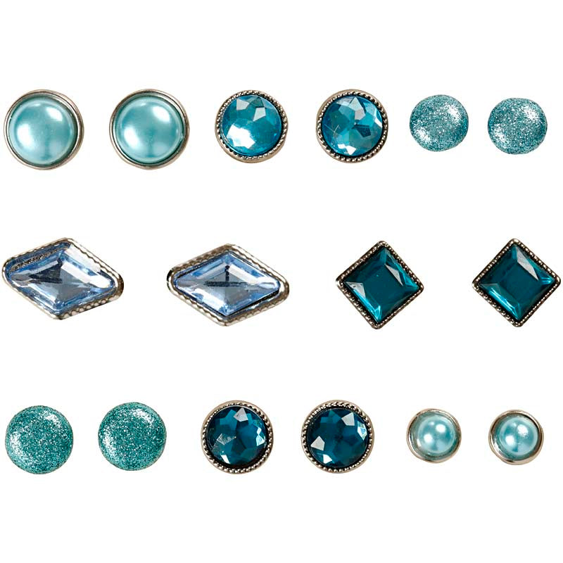 Attaches parisiennes déco Vivi Gade, taille 8-18 mm, bleu, 16 pièces 1 boîte