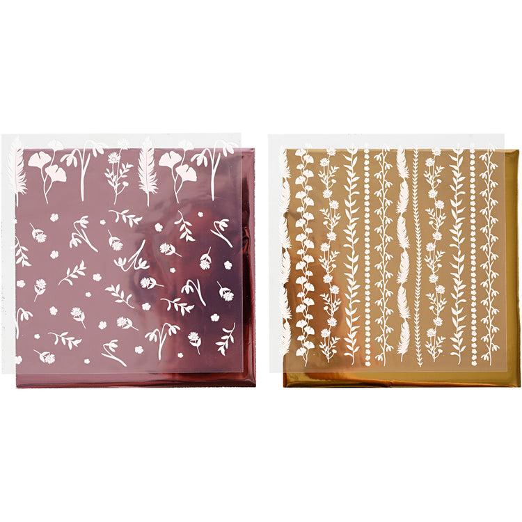 Creativ company Film déco et feuille de transfert, feuille 15x15 cm, 2x2 feuilles 1 boîte