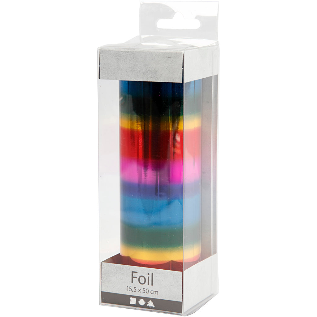 Feuille déco Creativ company, l: 15,5 cm, épaisseur 0,02 mm, couleurs arc-en-ciel, 50 cm 1 rouleau
