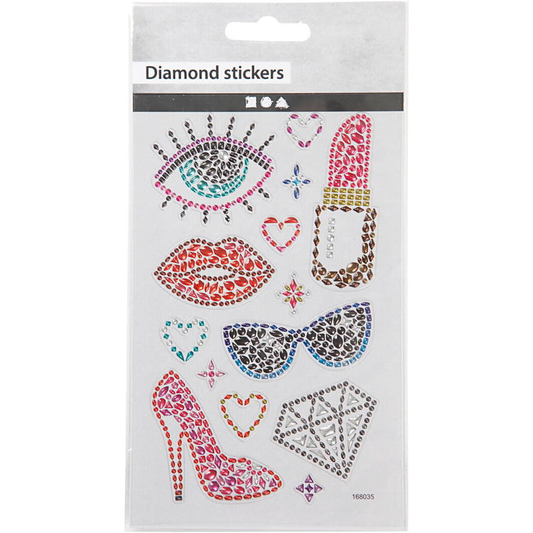 Autocollants diamant Creativ company, prêts pour la fête, feuille 10x16 cm, 1 feuille