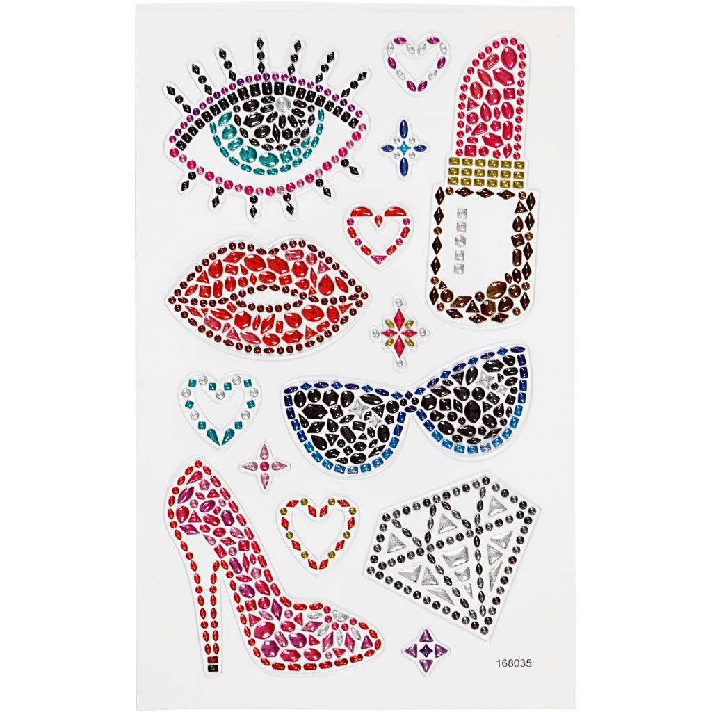 Autocollants diamant Creativ company, prêts pour la fête, feuille 10x16 cm, 1 feuille