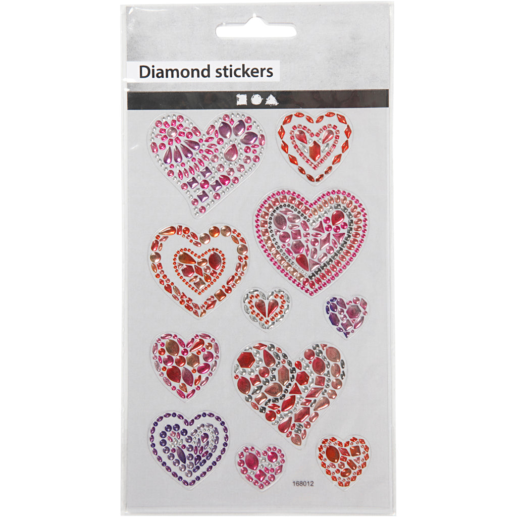 Creativ Company Diamant Stickers Harten, 1 feuille