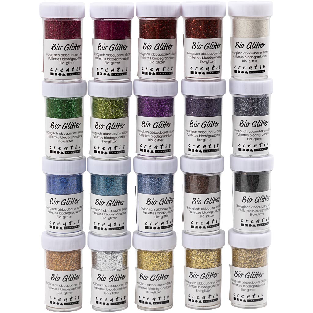 Creativ company bio sparkles, différentes couleurs, 20x27 ml 1 boîte