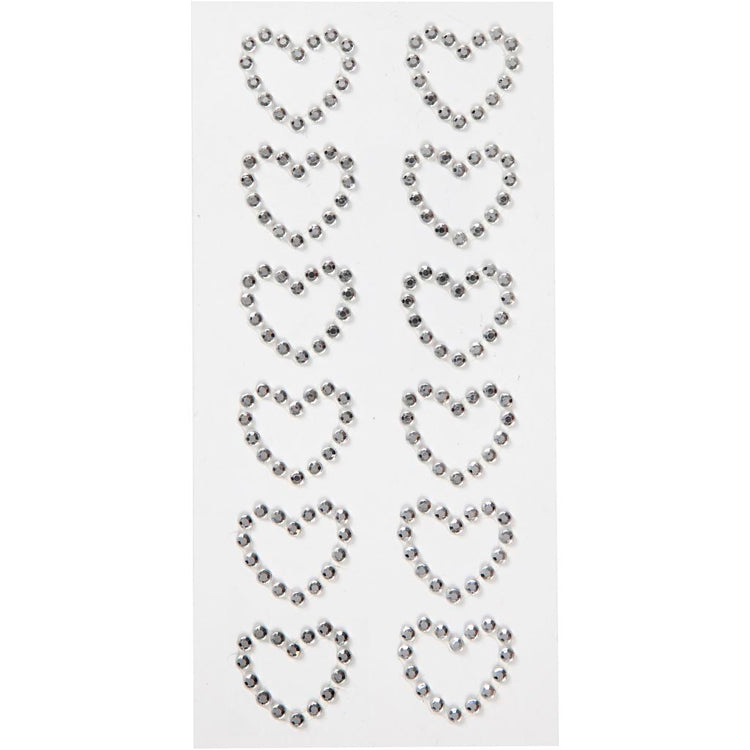 Coeurs en strass Creativ company, dim. 23x21 mm, argent, 12 pièces 1 boîte
