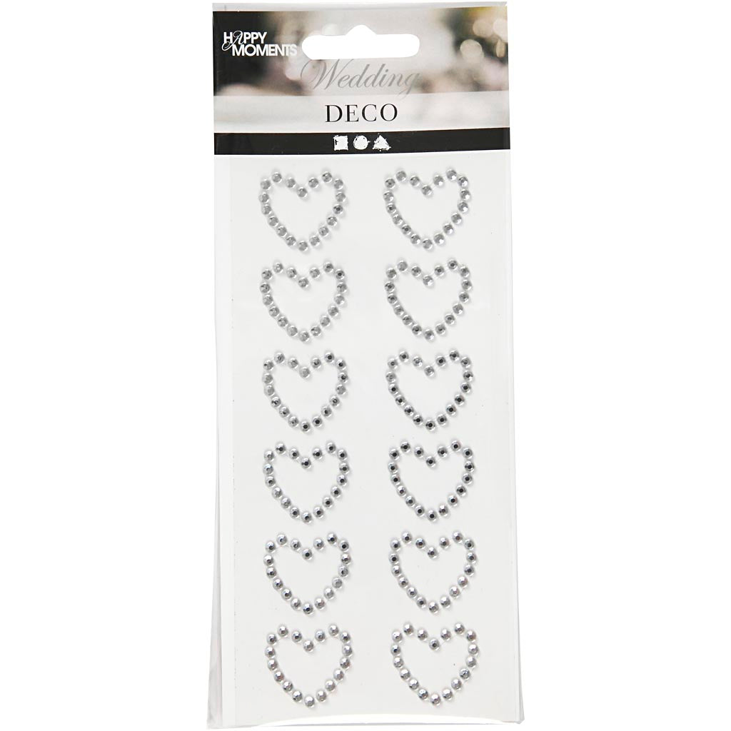 Coeurs en strass Creativ company, dim. 23x21 mm, argent, 12 pièces 1 boîte