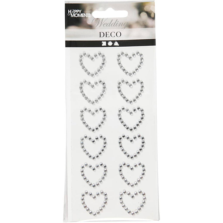 Coeurs en strass Creativ company, dim. 23x21 mm, argent, 12 pièces 1 boîte