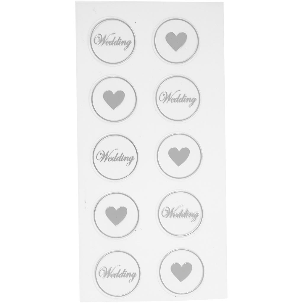 Autocollants Creativ company, coeur - mariage, d 25 mm, feuille 7,8x15,5 cm, noir, 2 feuilles div 1 boîte