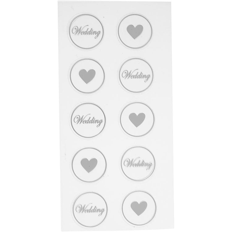 Autocollants Creativ company, coeur - mariage, d 25 mm, feuille 7,8x15,5 cm, noir, 2 feuilles div 1 boîte