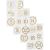 Vivi gade autocollants numéro calendrier de Noël, d 40 mm, feuille 9x14 cm, or, blanc, 4 feuilles 1 boîte