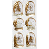 Stickers shaker Vivi Gade, ange, arbre et maisons, dimensions 49x32+45x36 mm, doré, 6 pièces 1 boîte