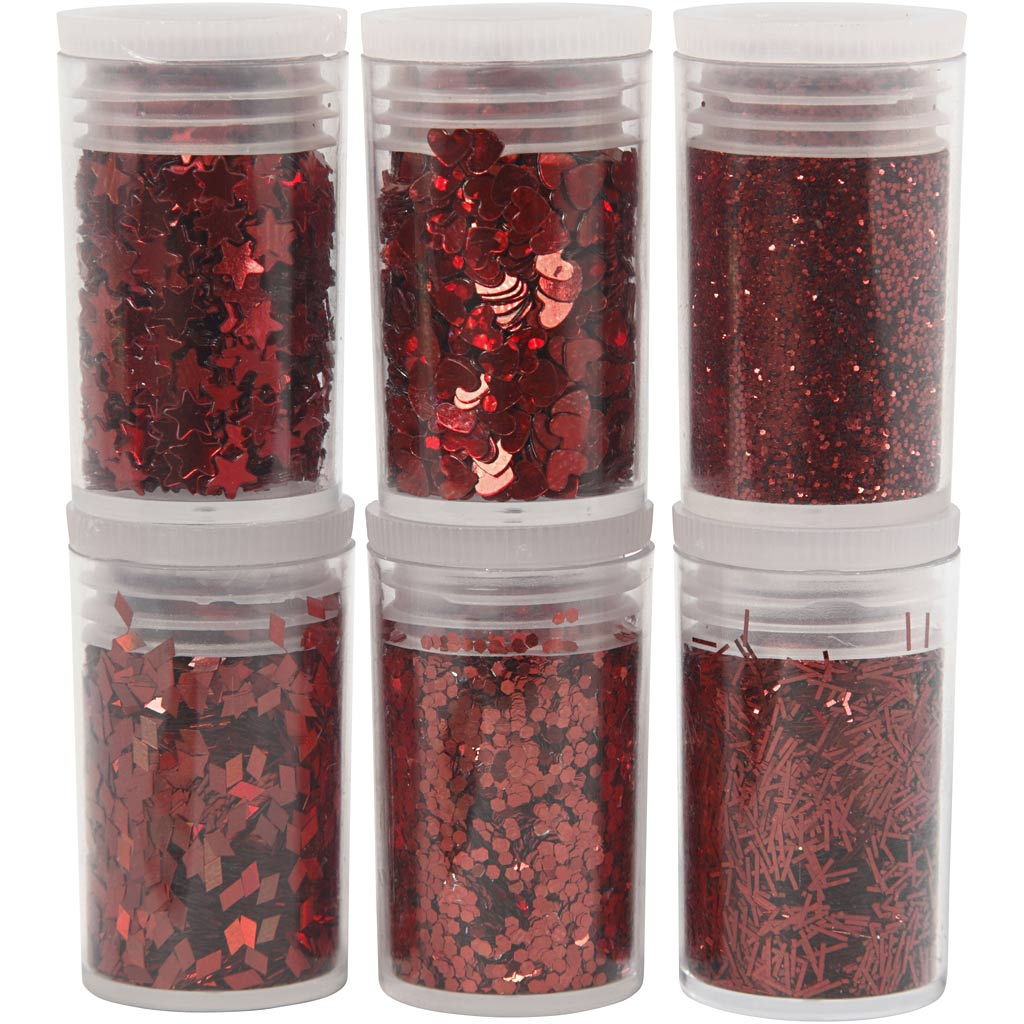 Creativ company bio sparkles paillettes, rouge, 6x7 ml 1 boîte