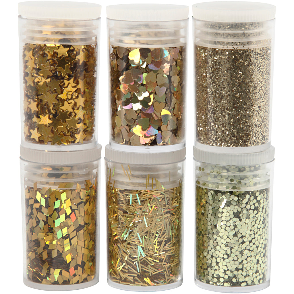 Creativ Company Glitter et Paileten Gold, 6x5gr