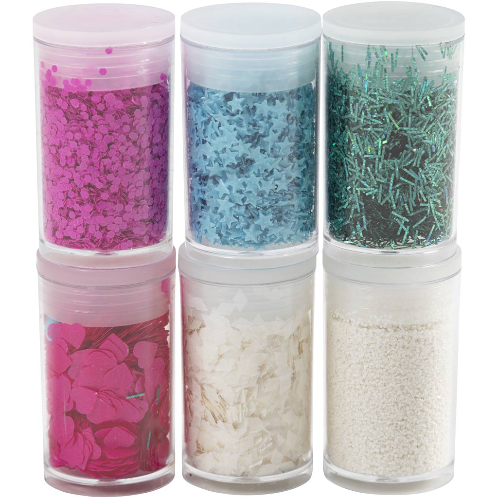 Creativ company bio sparkles paillettes, couleurs pastel, 6x7 ml 1 boîte