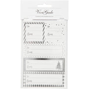 Autocollants Vivi Gade, feuille 9x14 cm, dimensions 42x39+84x29 mm, argent, blanc, 4 feuilles 1 boîte - afbeelding 2