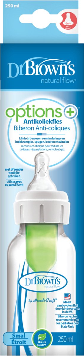 Dr. brown's options+ biberon anti-colique - biberon à col étroit - 250ml