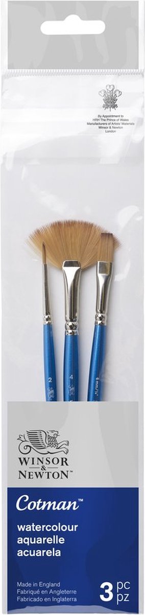 Winsor Newton 5390608 Cotman Lot de 3 pinceaux aquarelle – Pinceaux ronds en éventail à un temps (3 pièces)