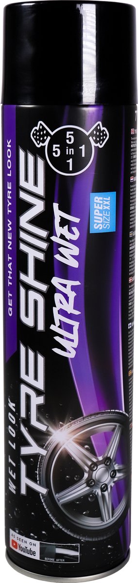 5 en 1 ultra mouillé pneu brillant 650 ml pneu brillant pneu moyen noir