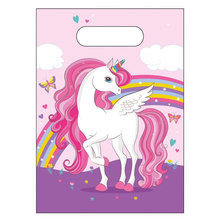 Sac de fête de Globos Sacs Unicorn Rainbow Colors, 6e.