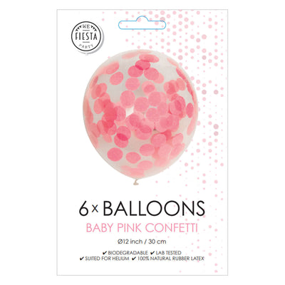 Confetti Balloons Paper Confetti Baby Pink 30 cm, 6e.