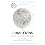 Confetti Balloons Paper Confetti Metallic Zilve 30cm, 6st. - afbeelding 2