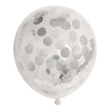 Confetti Balloons Paper Confetti Metallic Zilve 30cm, 6st. - afbeelding 1
