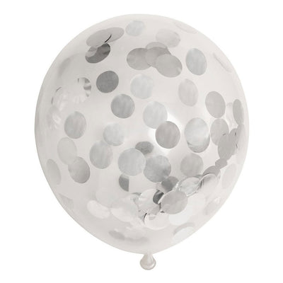 Confetti Balloons Paper Confetti Metallic Zilve 30cm, 6st.