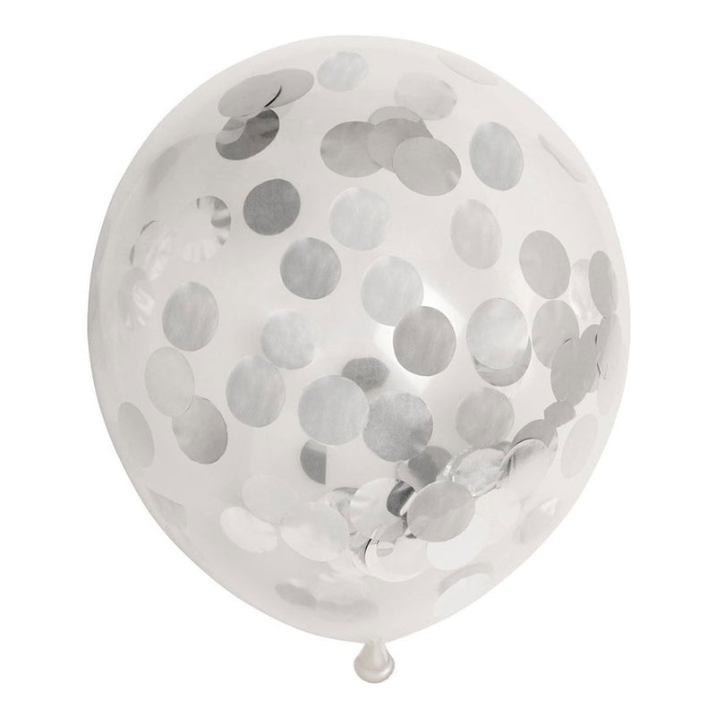 Confetti Balloons Paper Confetti Metallic Zilve 30cm, 6st.