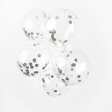 Confetti Balloons Paper Confetti Metallic Zilve 30cm, 6st. - afbeelding 3