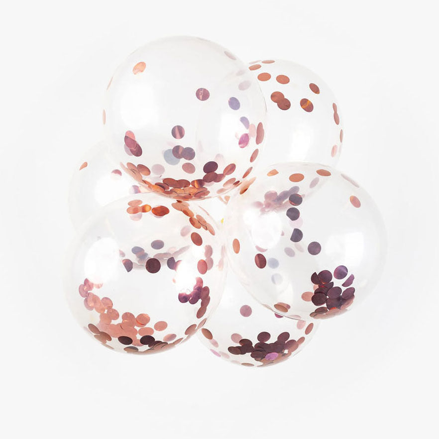 Confetti Balloons Paper Confetti Metallix Rose Gold, 6e.