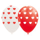 Ballons coeurs rouges blancs 30cm, 8e.