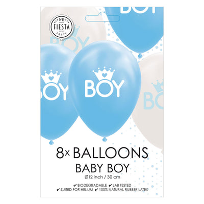 Balloons fils bébé bleu blanc 30 cm, 8e.