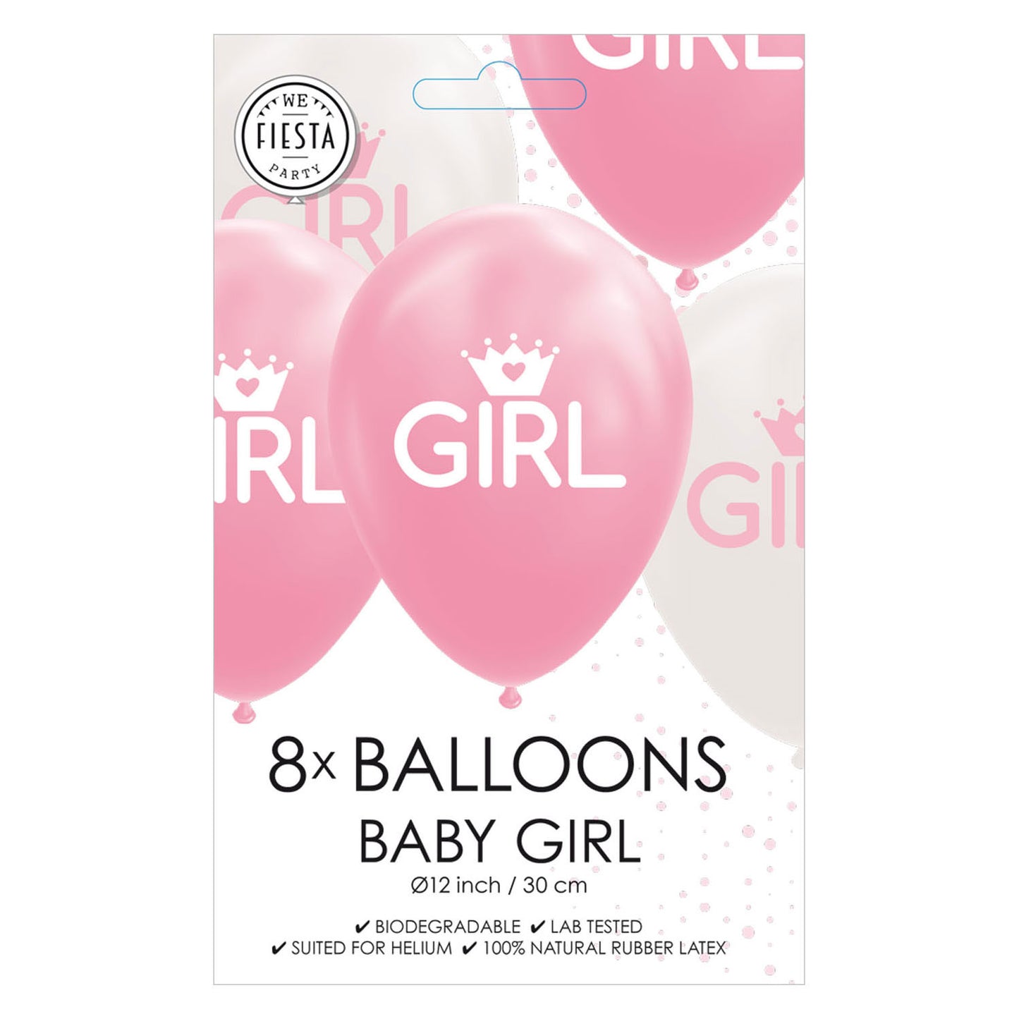 Balloons fille baby rose blanc 30 cm, 8e.
