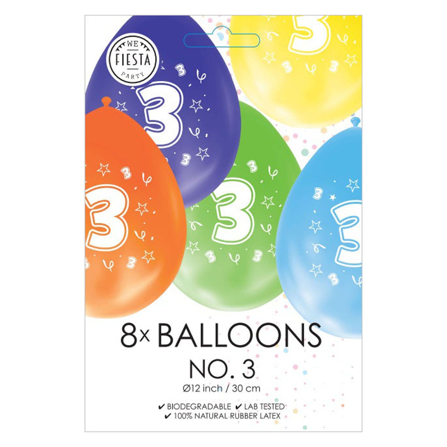 Ballons à 2 faces imprimées numéro 3, 8e.