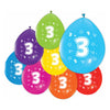Ballons à 2 faces imprimées numéro 3, 8e.