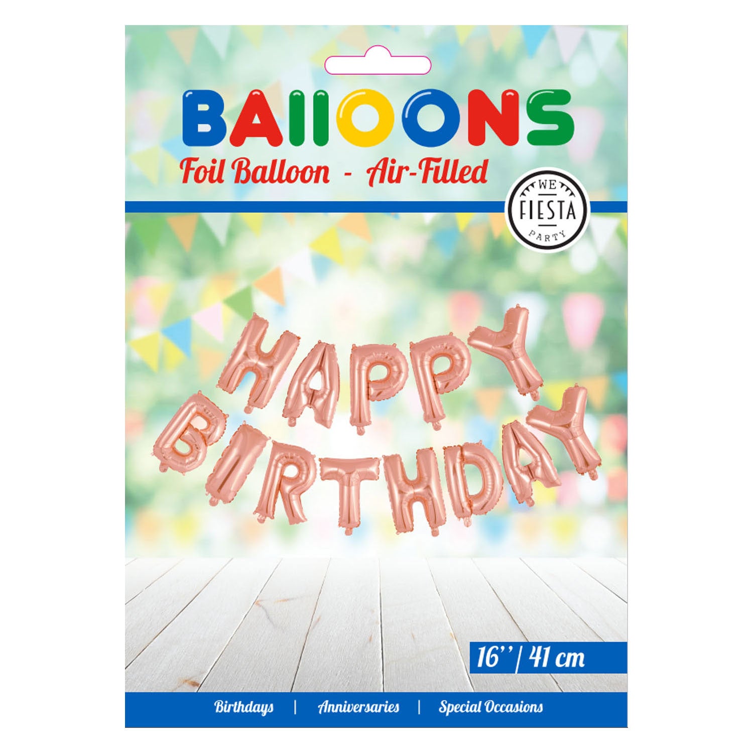 Texte de folieballon joyeux anniversaire or rose or