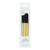 Bougies à gâteau Globos 9,5 cm avec supports or noir - 12 pcs.