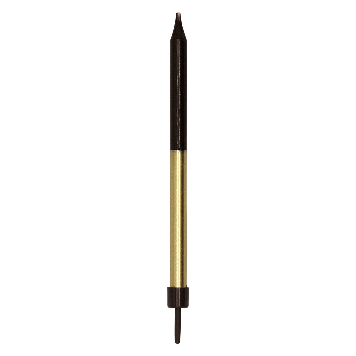 Bougies à gâteau Globos 9,5 cm avec supports or noir - 12 pcs.