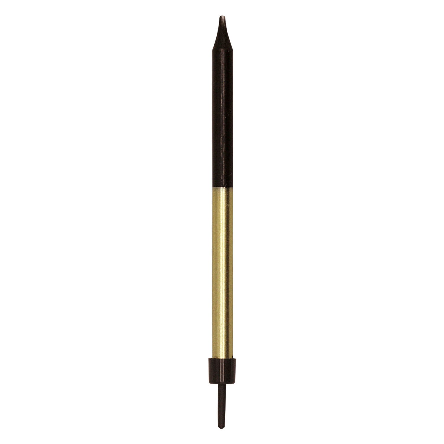 Bougies à gâteau Globos 9,5 cm avec supports or noir - 12 pcs.