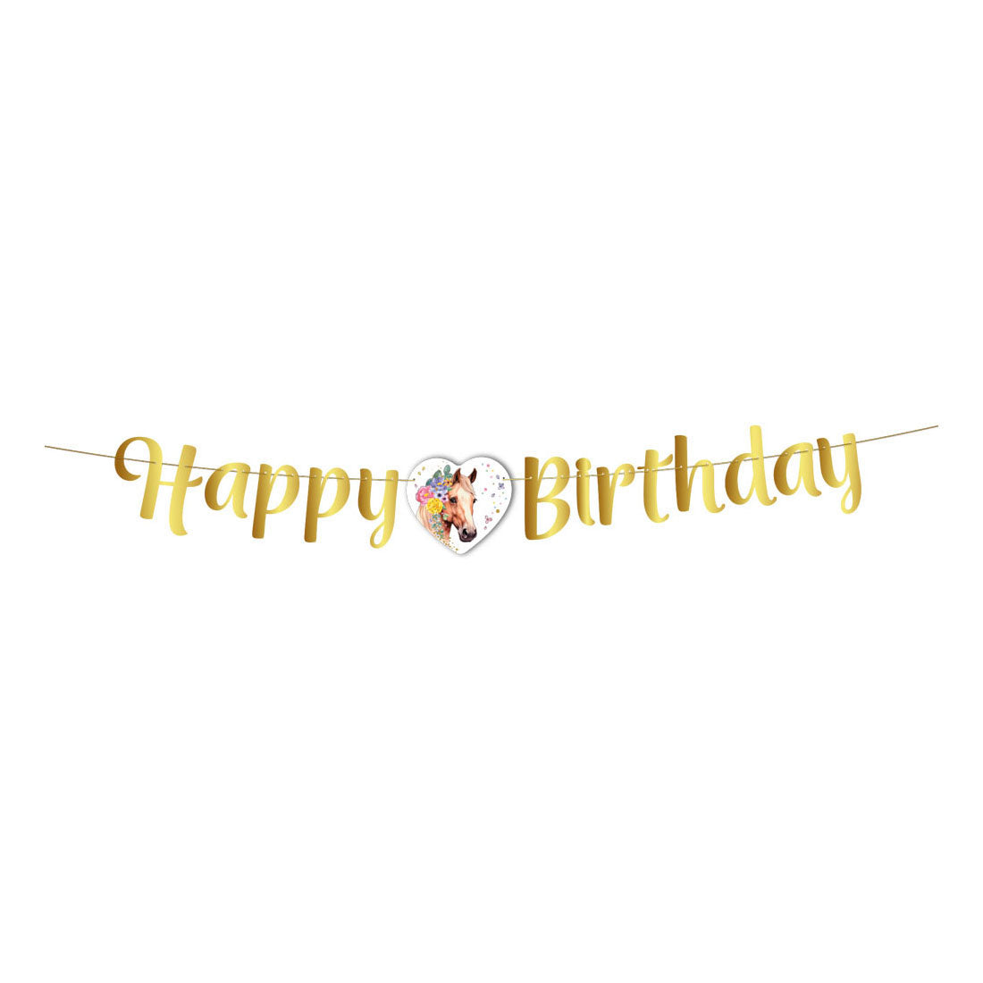 Ligne drapeau Globos joyeux anniversaire chevaux - 2m