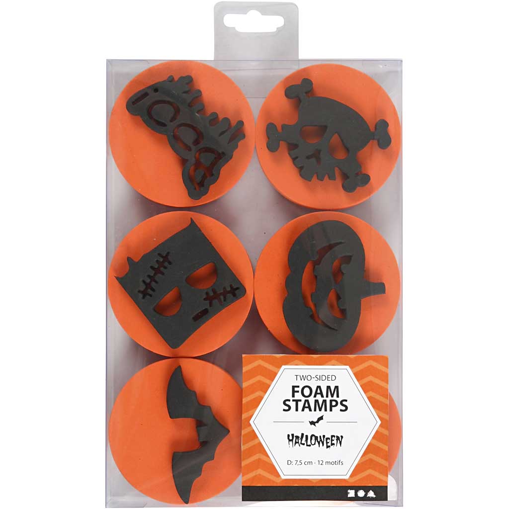 Tampons en mousse Creativ company, Halloween, d 7,5 cm, épaisseur 2,5 cm, 6 pièces 1 boîte