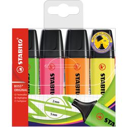 Marqueurs Abi, vert néon, orange néon, rose néon, jaune néon, 4 pièces 1 boîte
