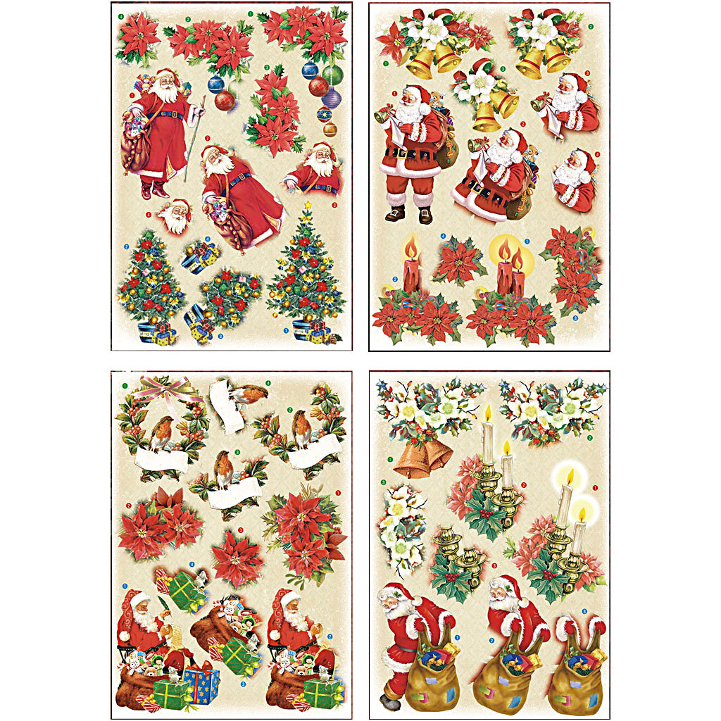 Creativ company Feuilles 3D, Noël, feuille 21x30 cm, 4 feuilles 1 boîte