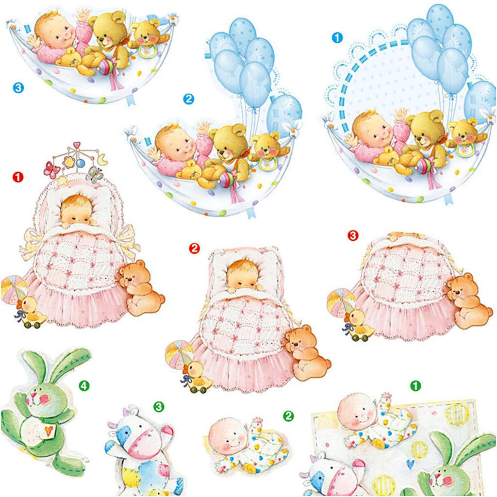 Creativ company feuilles 3d, bébé, feuille 21x30 cm, 4 feuilles 1 boîte
