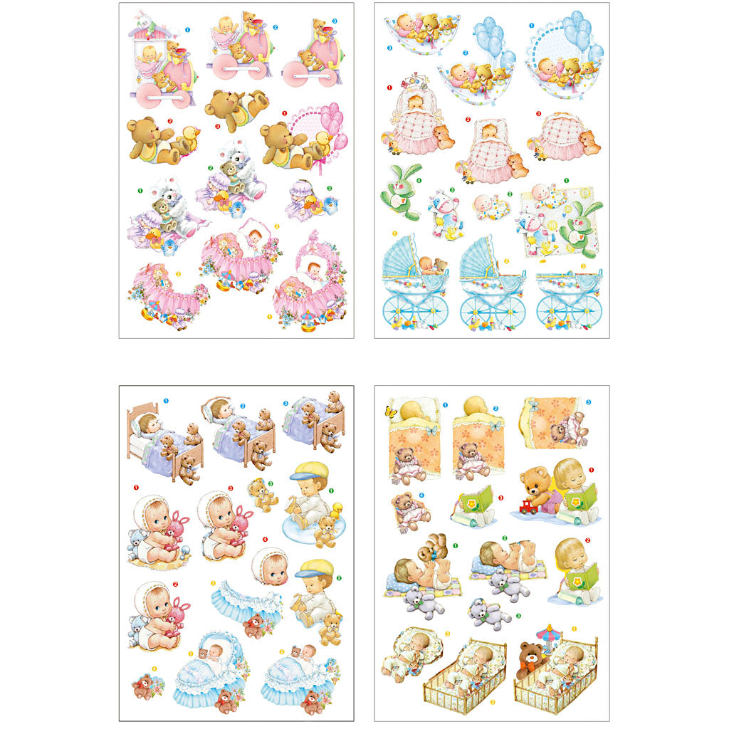 Creativ company feuilles 3d, bébé, feuille 21x30 cm, 4 feuilles 1 boîte
