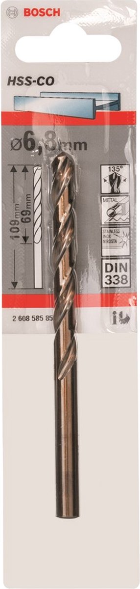 Bosch - forets à métaux hss-co, standard 6,8 x 69 x 109 mm