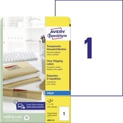Etiquettes jet d'encre avery j8567-25 210 x 297 mm transparentes re-collantes