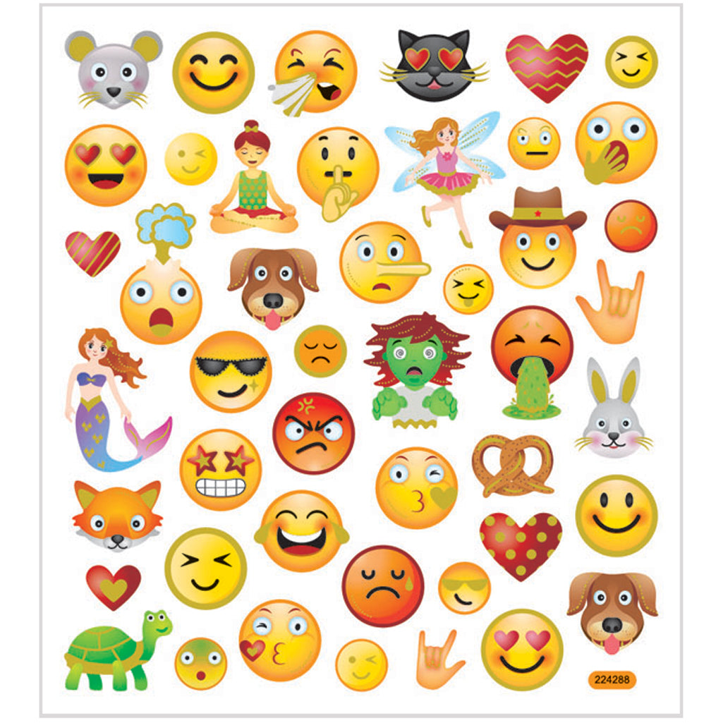 Autocollants Creativ company, emojis, feuille 15x16,5 cm, 1 feuille
