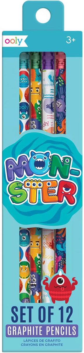 Ooly - crayons graphite monstre - 12 crayons avec motif monstre