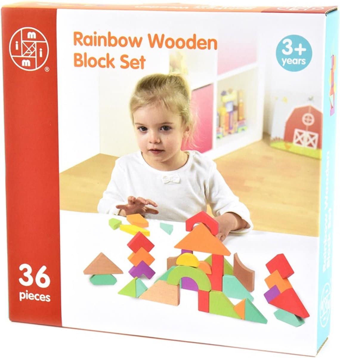 Blocs en bois arc-en-ciel Ensemble avec 36 parties