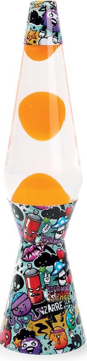 Lampe à lave I-total - lampe à lave - lampe d'ambiance - 40x9,2 cm - verre aluminium - 30w - graffiti urbain - xl1774